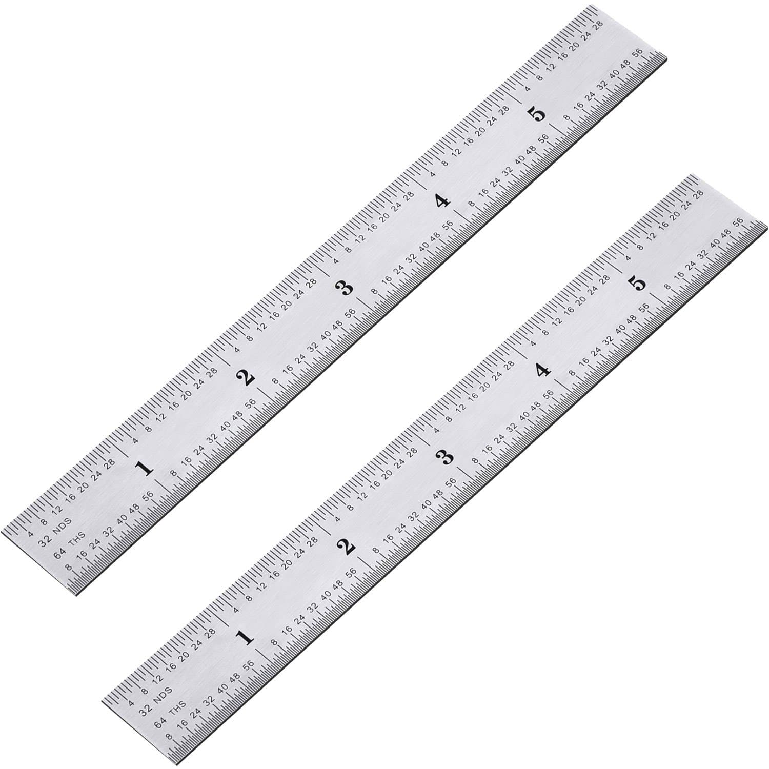 eBoot 2 Pack Stainless Steel Ruler Machinist Engineer Ruler, Metric Ruler with Markings 1/8, 1/16, 1/32, 1/64 Inch for Engineering, School, Office, Architect, and Drawing (6 Inch)