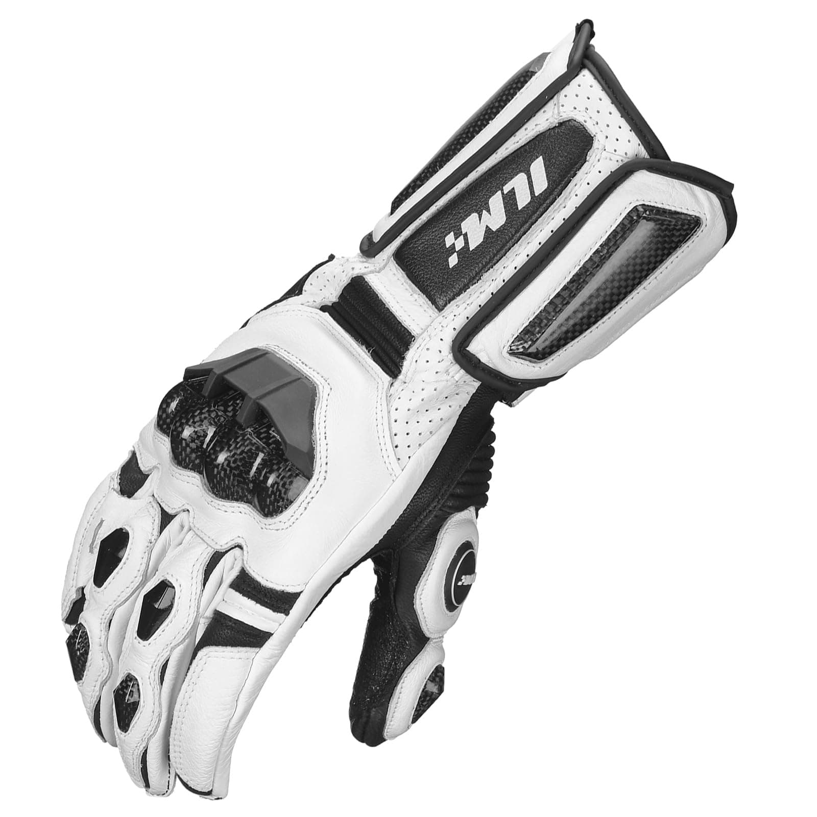 ILM バイク グローブ 革 (ヤギ革)秋冬春 グローブ 防風防寒 滑り止め ハードプロテクター 耐衝撃 冬用グローブ レザー手袋 アウトドア 男女兼用 (ホワイトL)