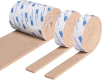 Vicloon Self-Adhesive Felt Pads, 120 cm, 3 Rolls, Free Cutting of Any Size, Non-Slip, Adhesive Felt, Protects Your Furniture and Wooden Floors, Brown, 2 Sizes