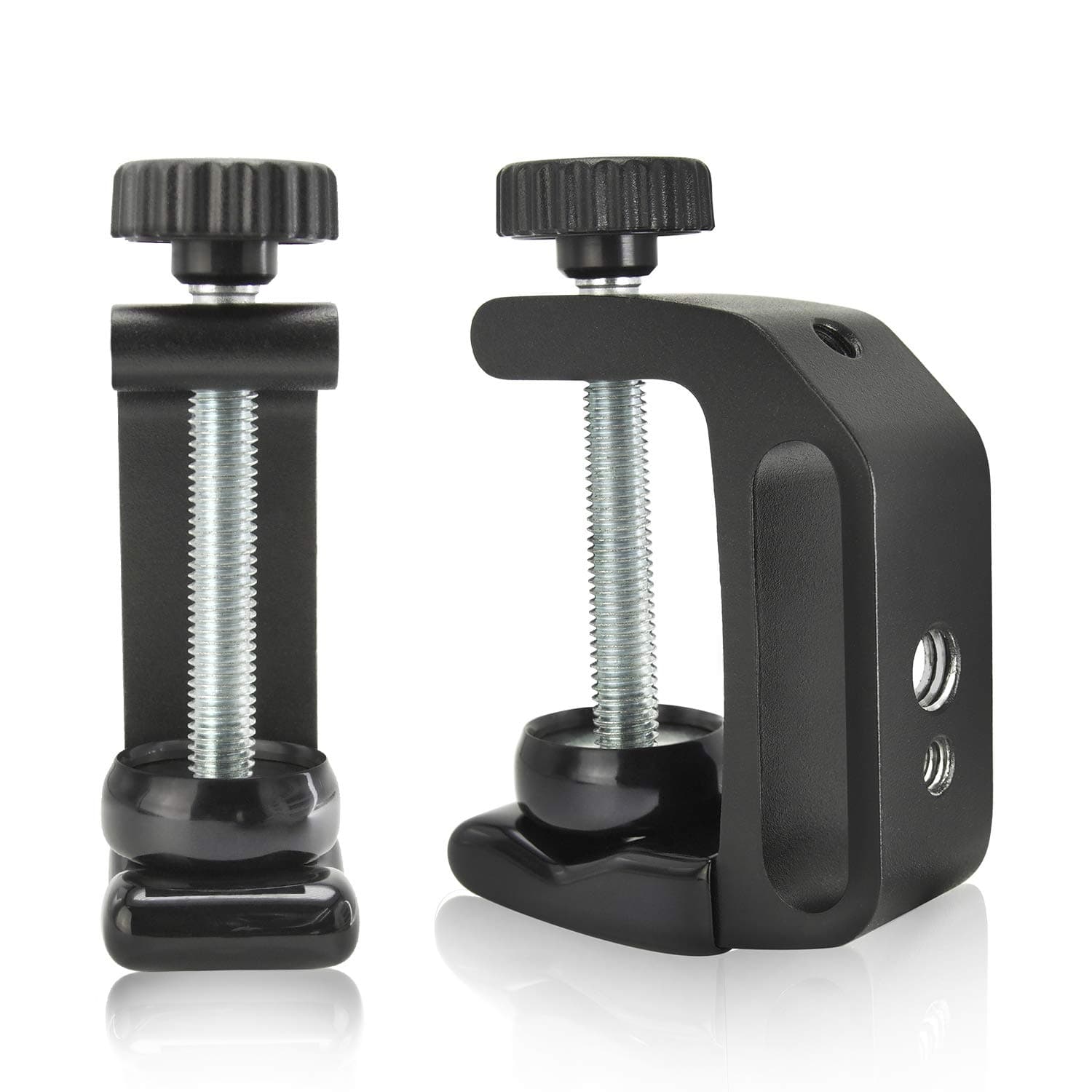 [2 Pack] Multi Functional C-Clamp, Universal Standard Size with 1/4 inch & 3/8 inch Female Screw Thread Hole, Premium Enhanced Quality Aluminum Material, LGG622V2