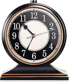 Vintage Desk Clock – Silent-Non-Ticking, 10-Inch Dial,Retro Mantel Clock for Living Room Decor, Bedroom, Shelf, Fireplace & Farmhouse