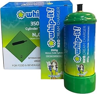 Whip-It! The Orignal Premium N2O - Nitrous Oxide - Pure Culinary Gas 350g Cylinder/Tank Cream Charger- Pure Food-Grade Culinary Gas with Standard Dispensers For Food Purpose Only