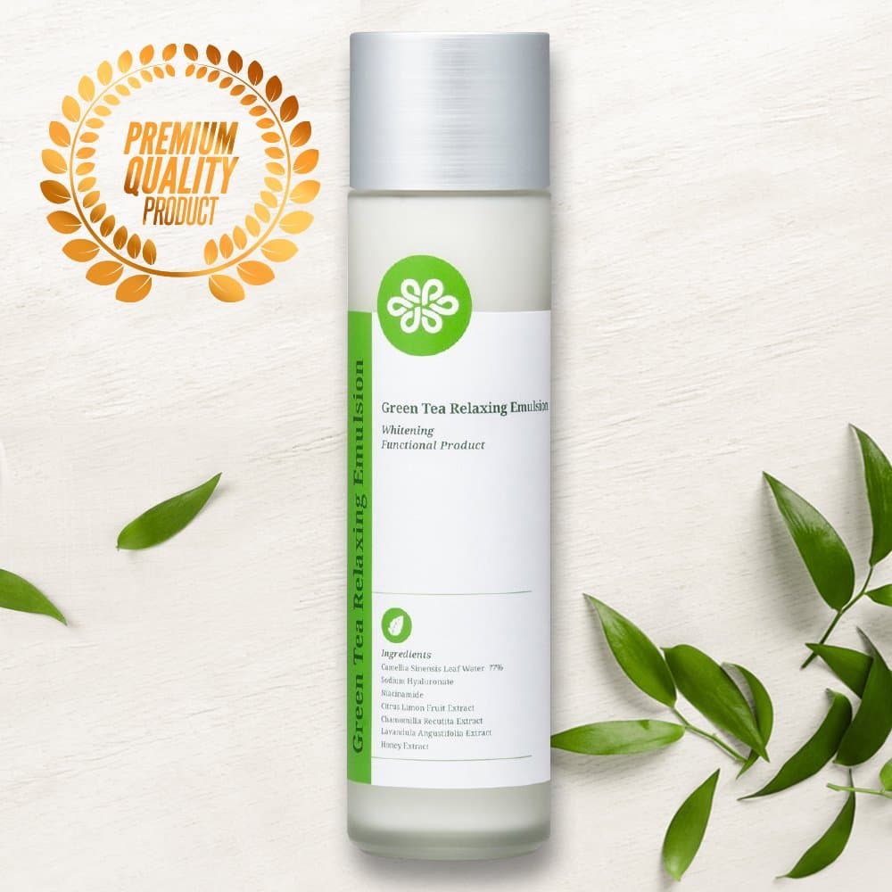 LovLuv Green Tea Relaxing Emulsion, Made with Real Green Tea, Moisturizes and Provides Relief for Irritated Skin [150ml/5 oz]