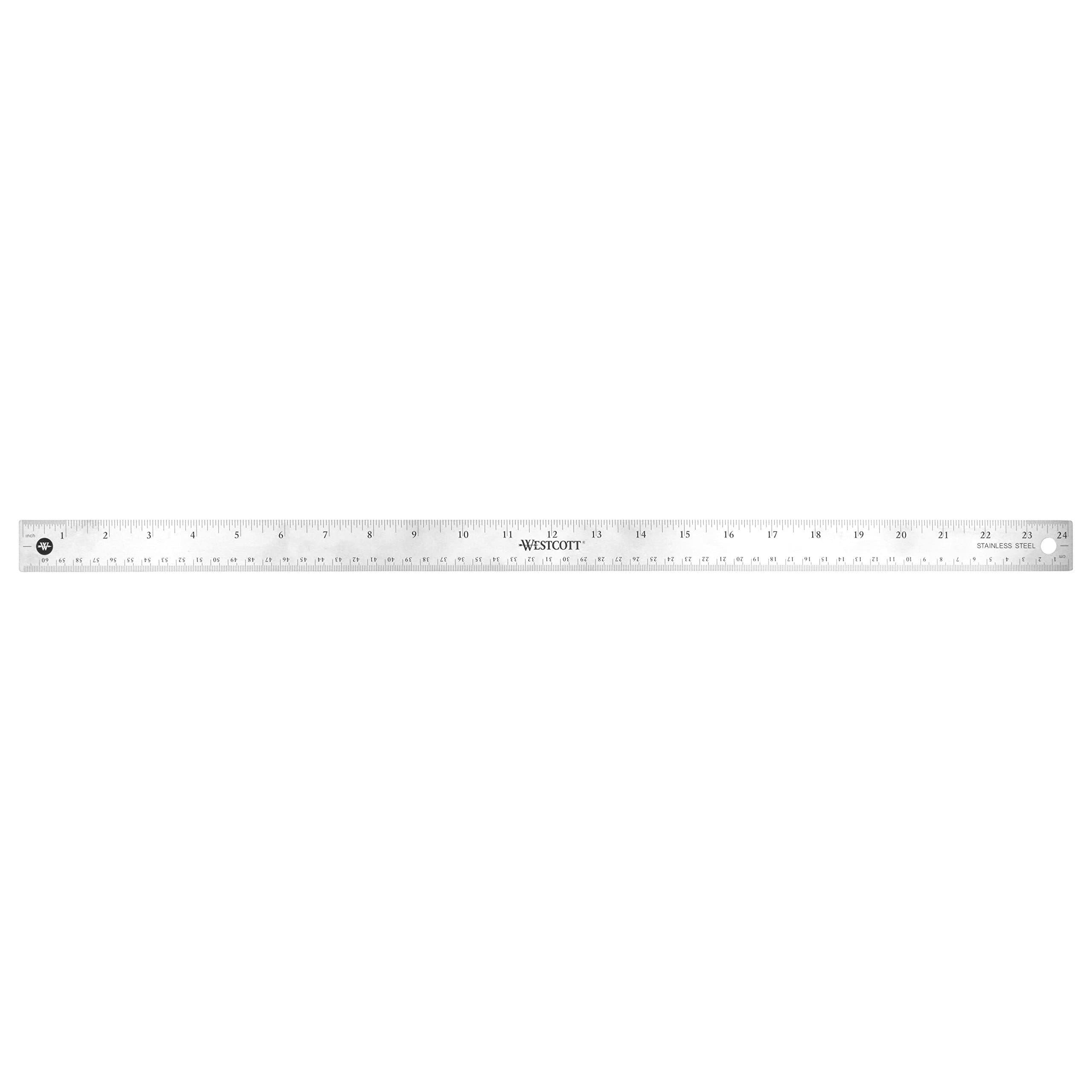 Westcott Stainless Steel Office Ruler with Non Slip Cork Base, 24" (10418)