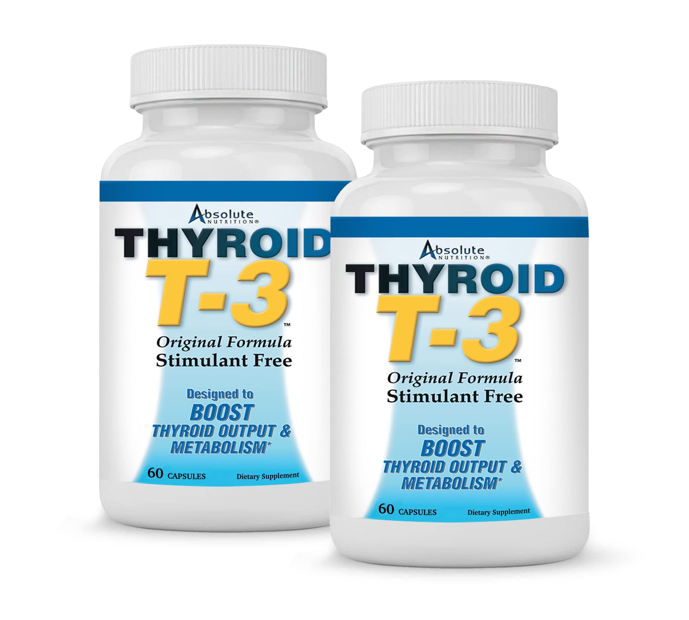 Thyroid T3 Radical Metabolic Support for Women and Men, Energy and Focus, Healthy Thyroid Function, Natural Formula, Non-GMO, No Caffeine, 2 Pack 60 Servings, 120 Capsules