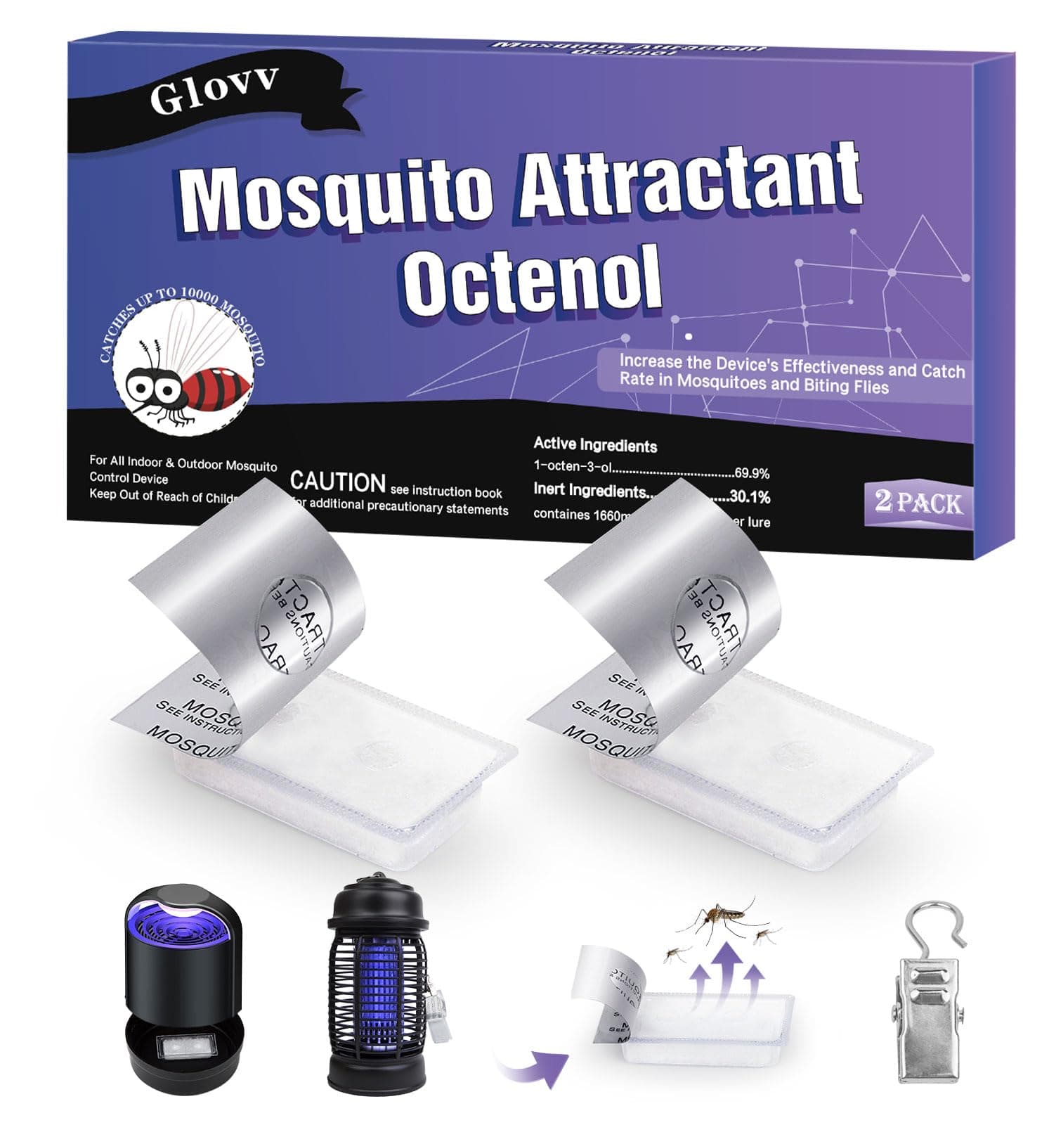 2 Pack Mosquito Attractant Bait Refill, Mosquito Bait Octenol Lure for Bug Zapper & Fly Traps, Compatible with All Flying Insect Mosquitoes Trap