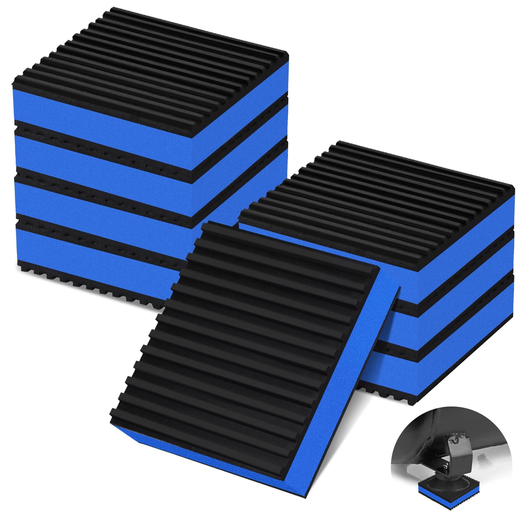 8 Pack Anti Vibration Pads for Washing Machine 3"x3"x7/8", Sound Isolation Vibrating Pad Ribbed Rubber Damping Mat EVA Center for Air Compressors, Conditioner, Treadmill, HVAC Washer Dryer