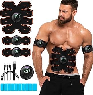 - ABS Stimulator Workout Equipment, Ab Machine USB Rechargeable Gear for Abdomen/Arm/Leg, Strength Training Equipment for Men and Women