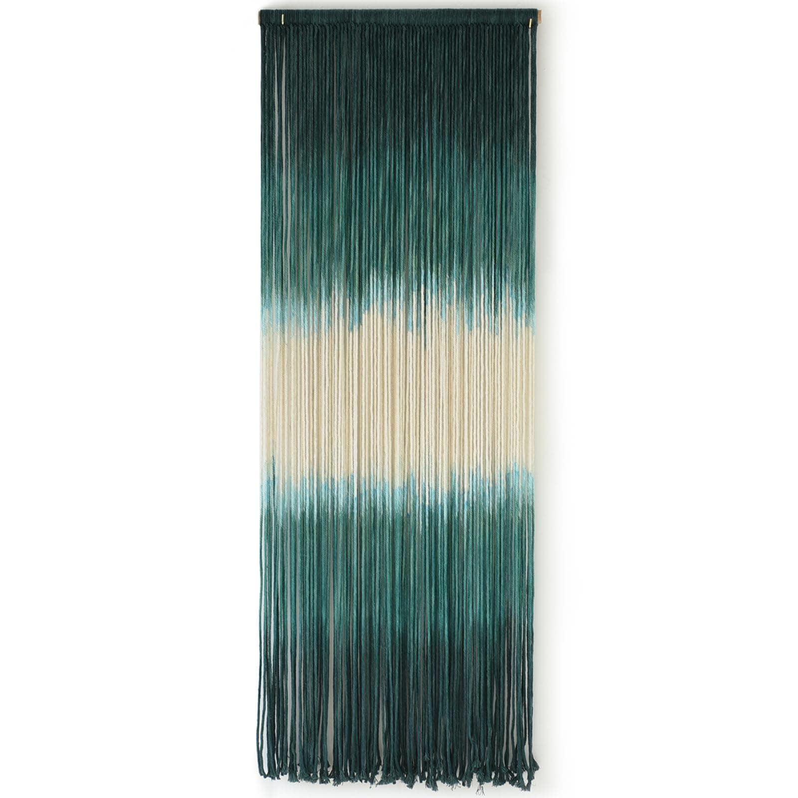 Macrame Wall Hanging Green Boho Handmade Ombre Wall Art Decor for Living Room Bedroom Fiber Art 15''W*43''L