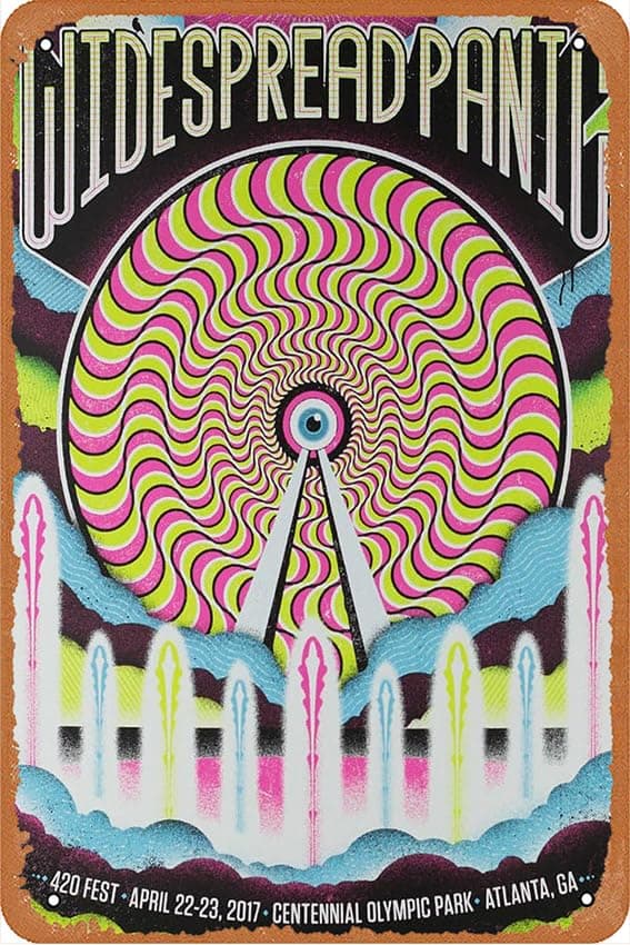 Widespread Panic - 2017 The Half and Half poster Atlanta 420 Fest poster Tin Metal Novelty Sign Tin Metal Retro Wall Decor for Home,Street,Gate,Bars,Restaurants,Cafes,Store Pubs Sign Gift 12 X 8 INCH