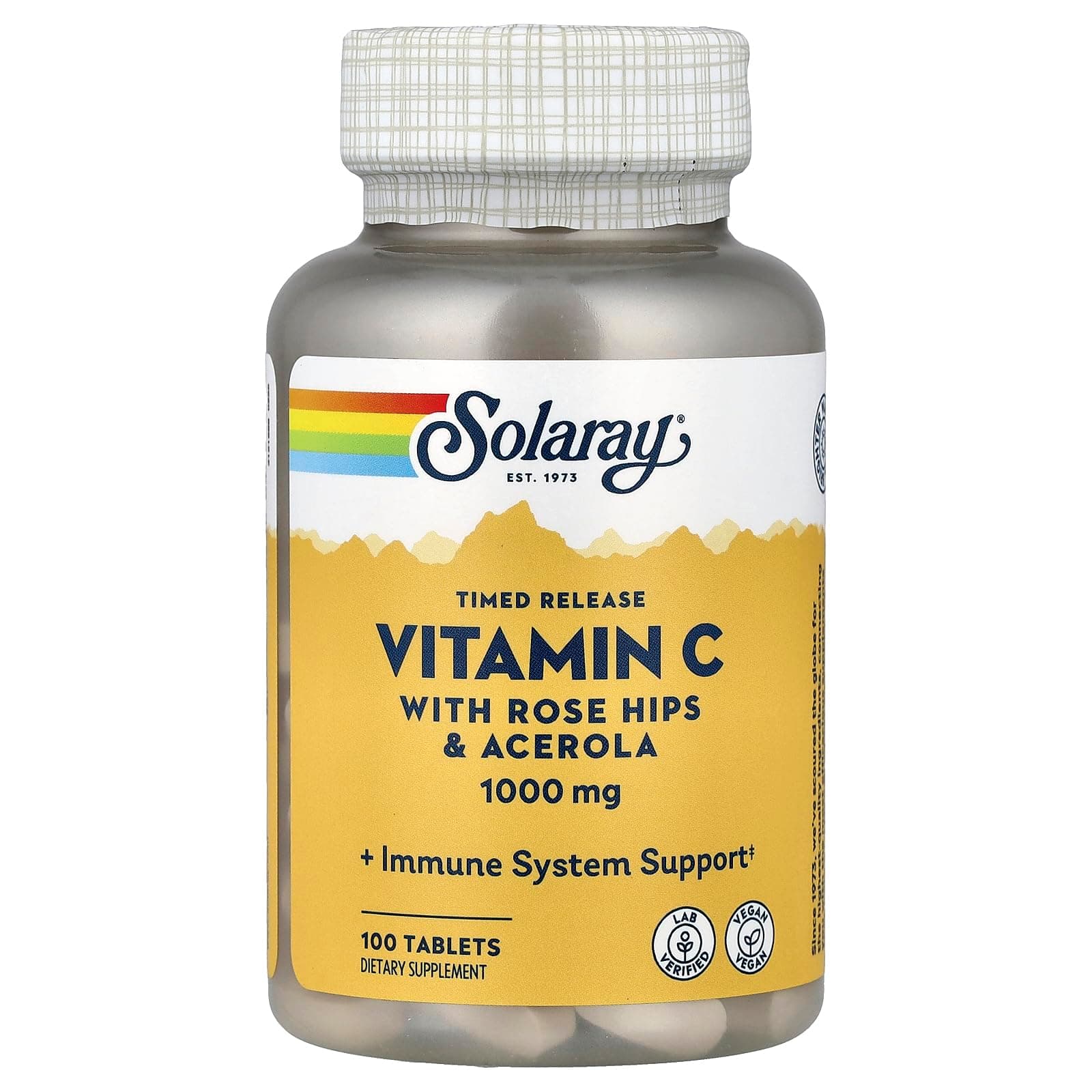 Vitamin C 1000mg Timed Release Tablets with Rose HIPS & Acerola Bioflavonoids, Two-Stage for High Absorption & All Day Immune Function Support, 60 Day Guarantee (100 Servings, 100 Tablets)