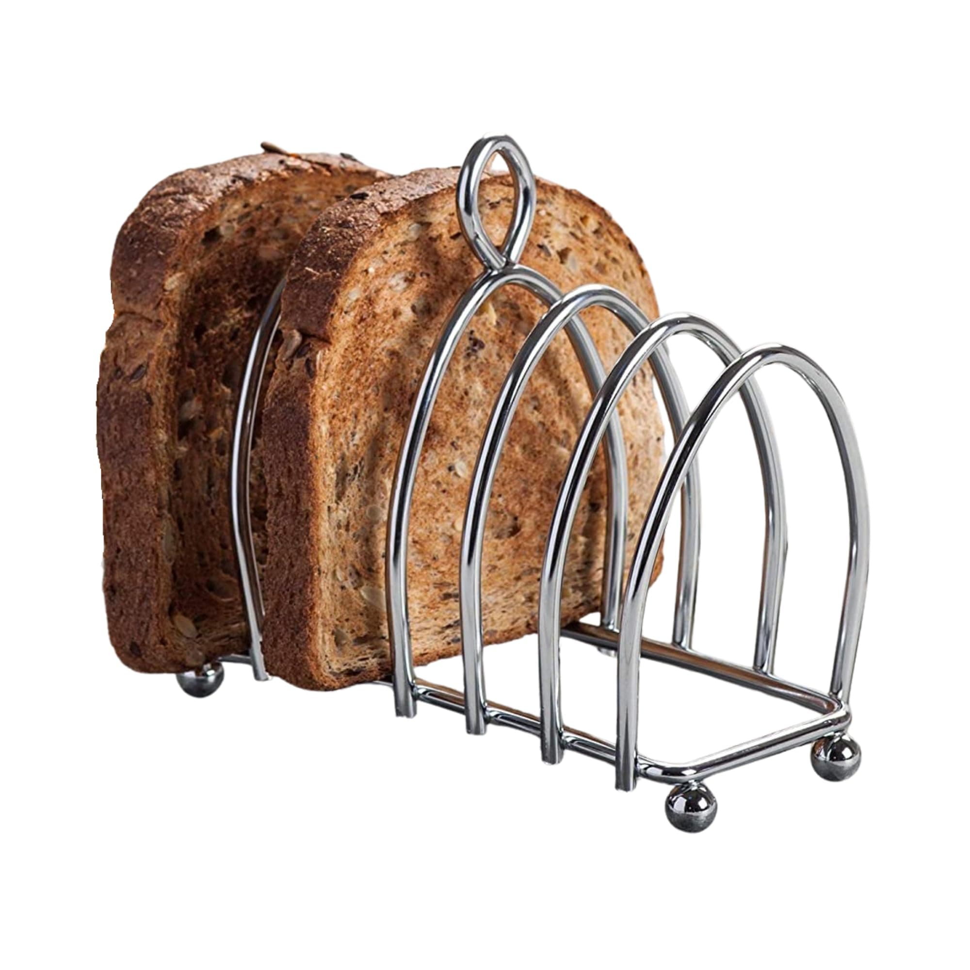 BA51 Victorian Design Chrome 6 Slice Toast Rack with Ball Feet and Loop Carry Handle