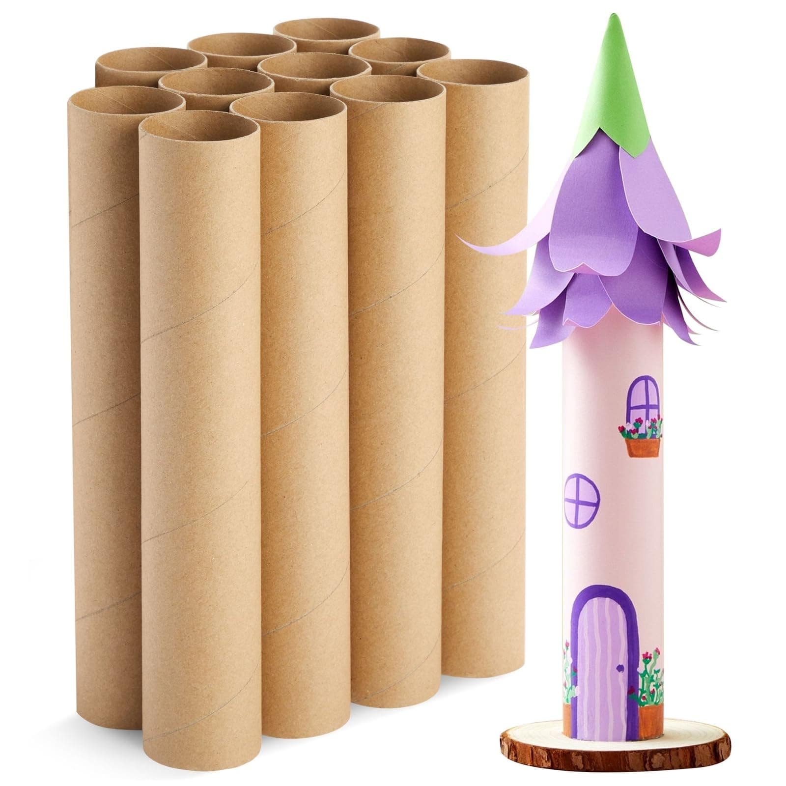Bright Creations 12 Pack Cardboard Tubes for Crafts, Brown Rolls for DIY Projects, Classroom (1.75 x 10 in)