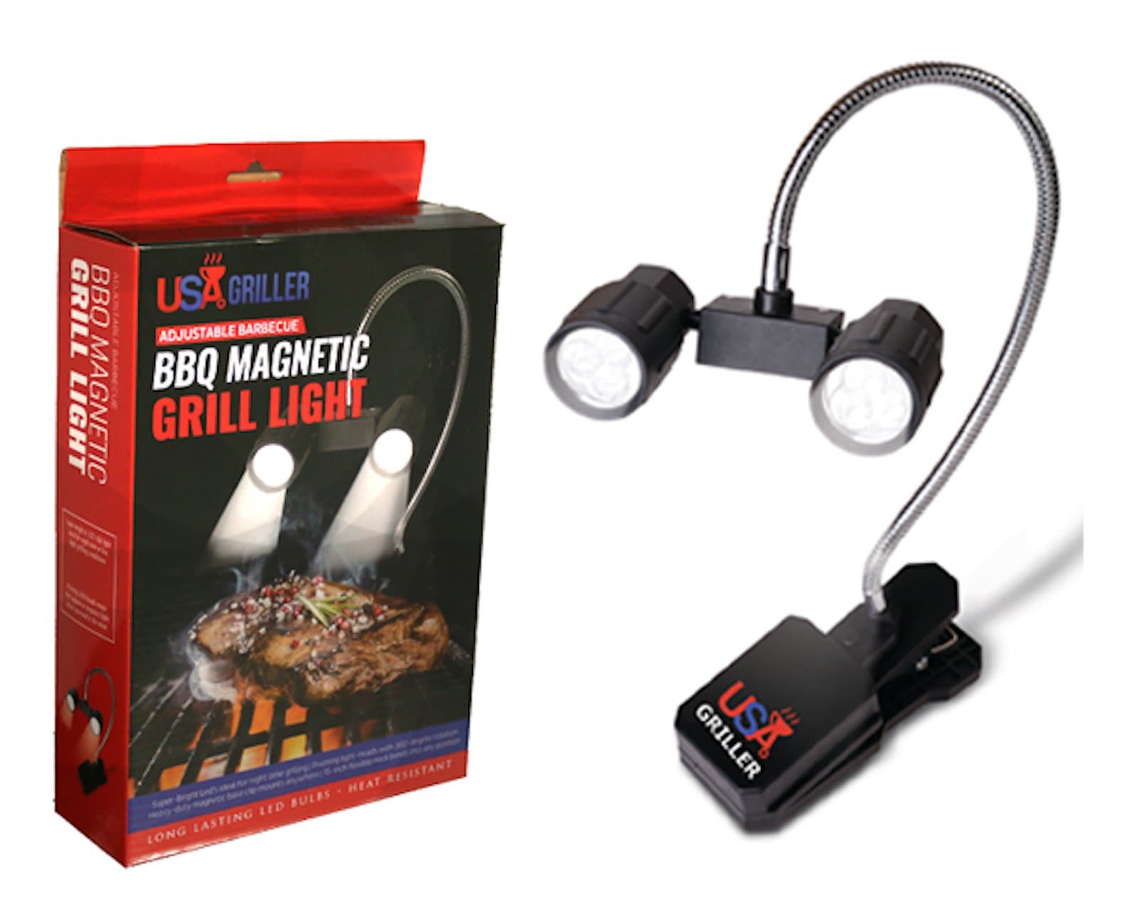 Barbecue Grill Light with Bright LED Lights – Best Weather Resistant, Versatile BBQ Light for Grilling & Cooking – Handle Clip On Mount for All Types of Grills - Gas, Electric, Smoker Grills