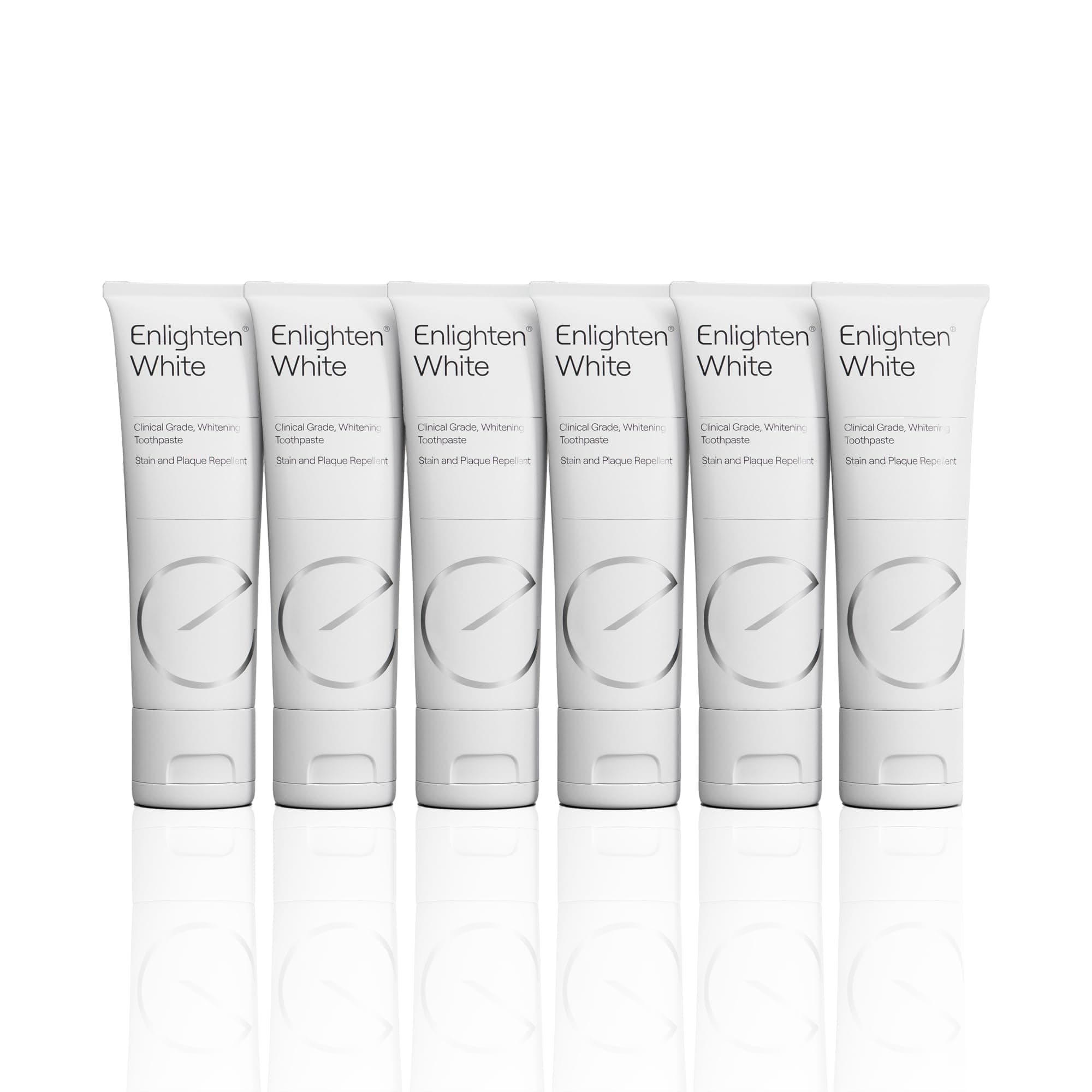 Enlighten White Teeth Whitening Toothpaste, 4 Modes of Stain Removal, Enamel Protection, Dentist-Approved Fluoride Toothpaste, Restores Gloss, Improves Colour, Removes Plaque, Vegan, 75ml, Pack of 6