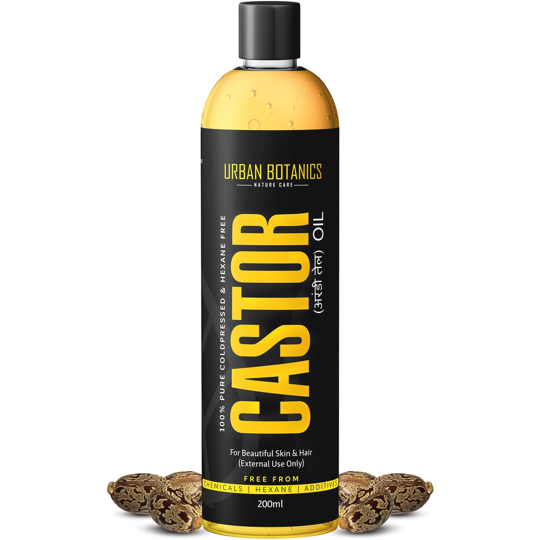 Cold Pressed Castor Oil for Hair Growth, Skin Care, Moisturising Dry Skin, Nails, Eyelash - Virgin Grade - 200ml