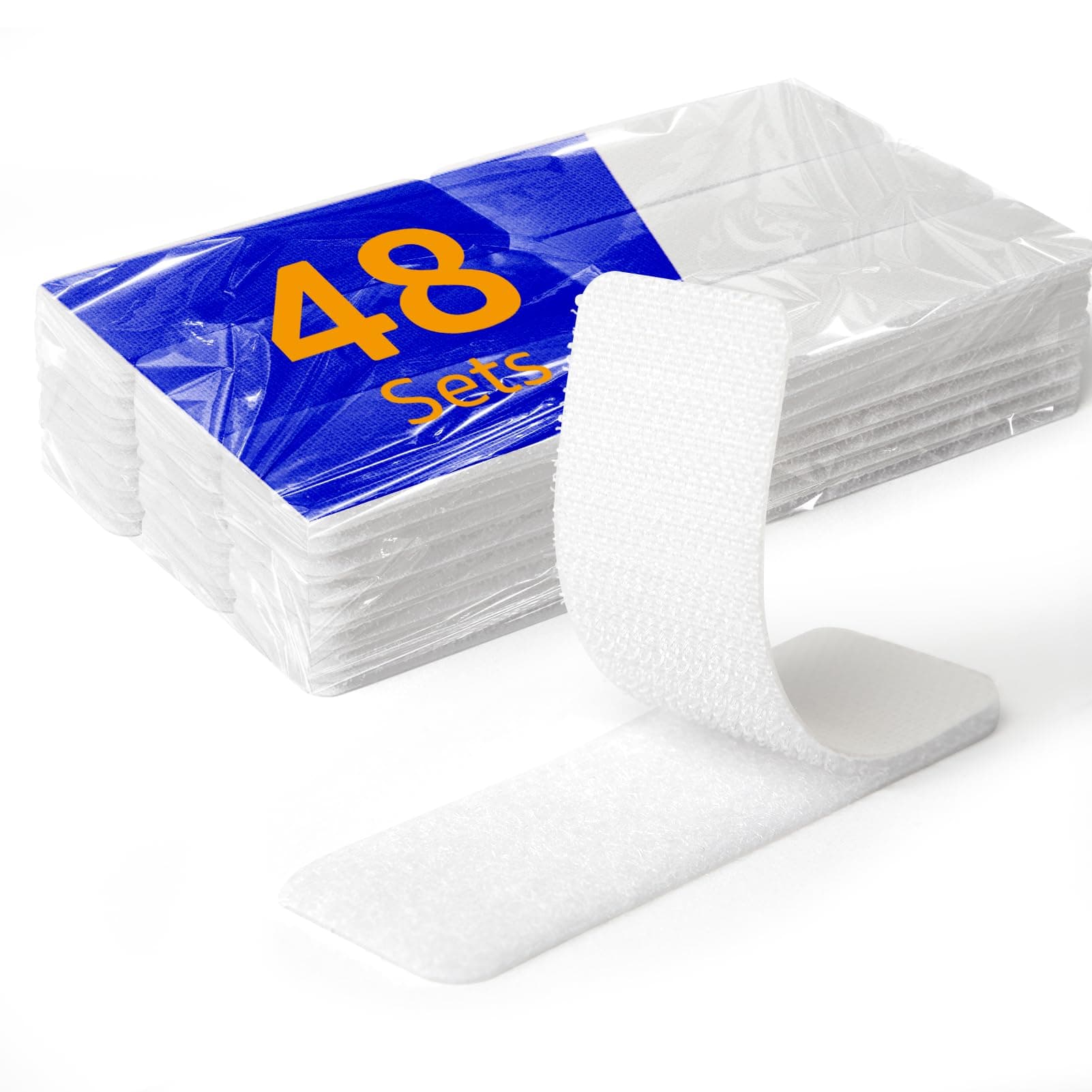 48 Sets 1 x 3 inch Adhesive Fastener Strips, Heavy Duty, Strong Back Adhesive Fasten Command Strips, Double Sided for School, Classroom, Office, Home Use, White