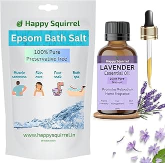 Lavender Bath Salt | 100% Pure - Lab tested | For Bath, Foot, Pain Relief & Pedicure (Epsom Salt 275gms + Lavender Oil 15ml)