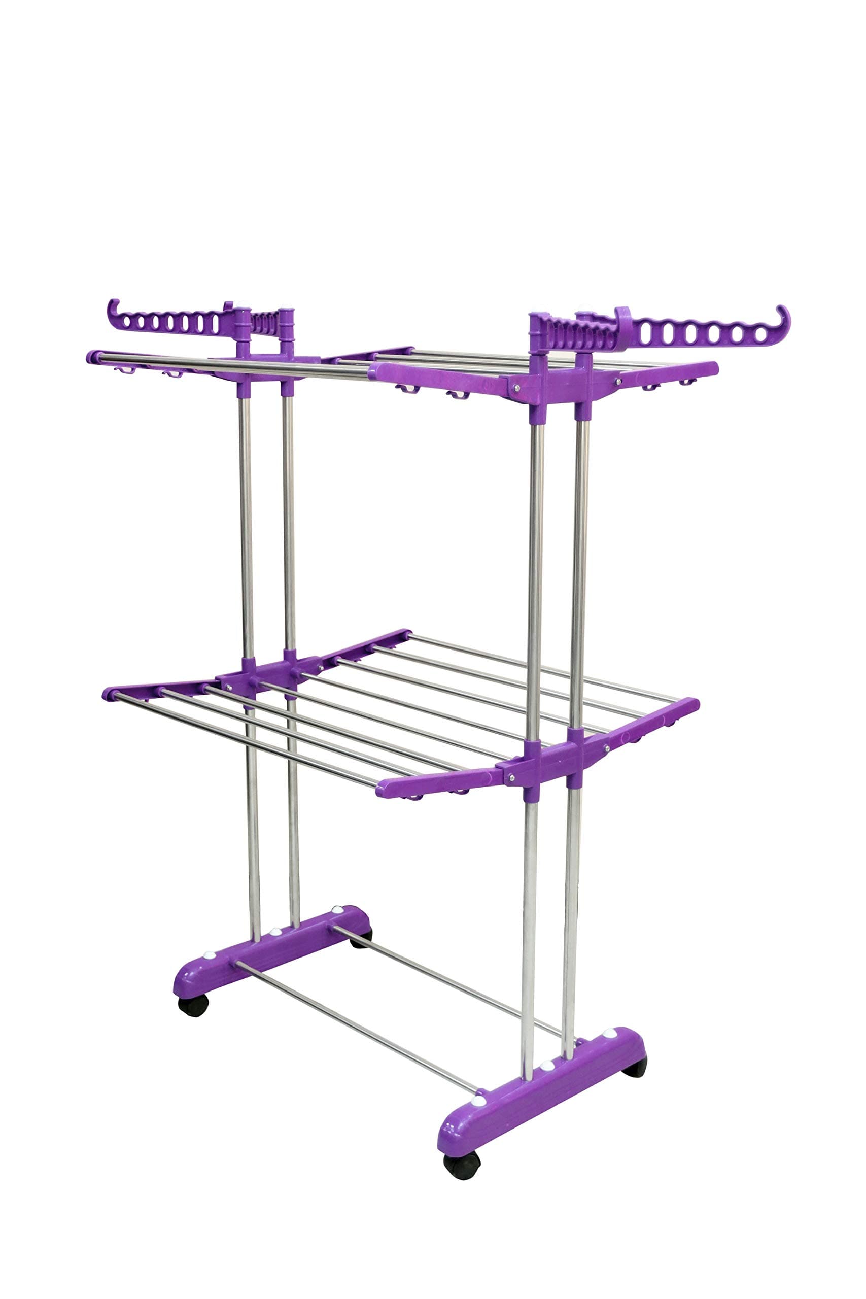 UNIZONE Stainless Steel Foldable Cloth Dryer Stand Double Rack Cloth Stands for Drying Clothes Steel -168-2 Tier Cloth Stand
