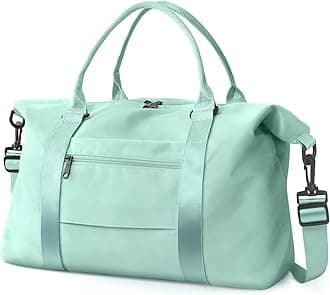Travel Duffle Bag, Waterproof Weekender Bag Carry On Tote Bags for Women, Duffel Bag Sport Gym Bag for Men, Hospital Bag for Labor and Delivery, Overnight Bag Luggage Bag with Trolley Sleeve, 04 Cyan