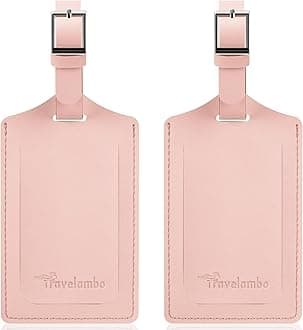 Travelambo Leather Luggage Bag Tags (Pink 2267 Lotus Pink)