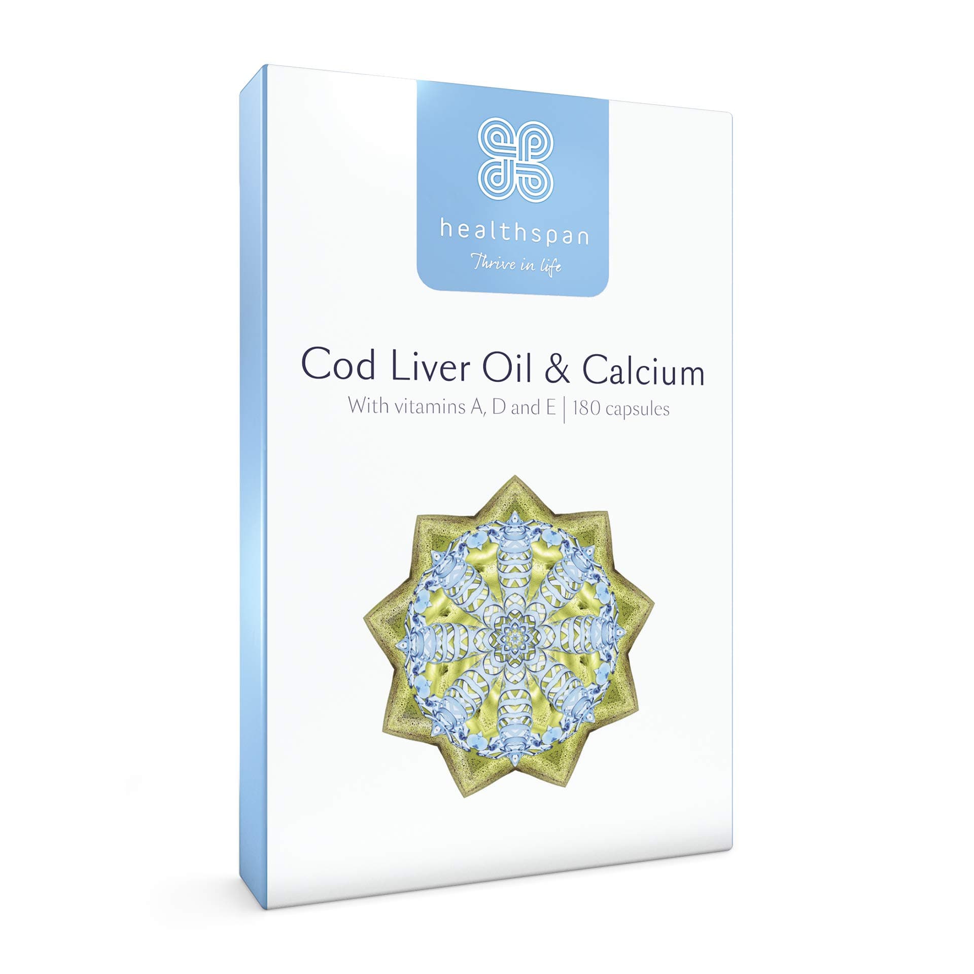 Cod Liver Oil with Calcium | Healthspan | 180 Capsules