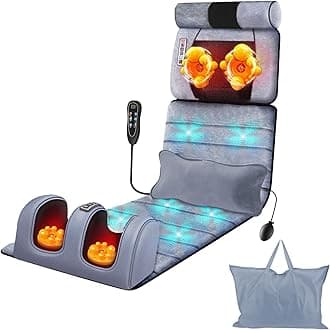 Full Body Massage Mat with Shiatsu Neck Massager & Foot Massage, Back Massager for Pain Relief, Electric Massage Pad with Auto Shut Off, 10 Massage Points, 3 Heating Pads for Bed