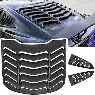 Rear + Side Window Louvers for Ford Mustang 2015 2016 2017 2018 2019 2020 2021 2022 2023 Windshield Sun Shade Rain Cover GT Lambo Style ABS (Matte Black)