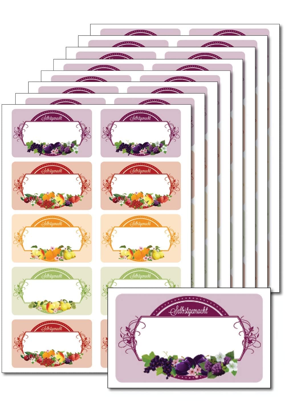 80 x “Selbstgemacht” Printable Jam Jar Labels (German Language) on A5 Sheets for Preserving Jars, Gifts, Bags - Self-Adhesive & Easy to Remove