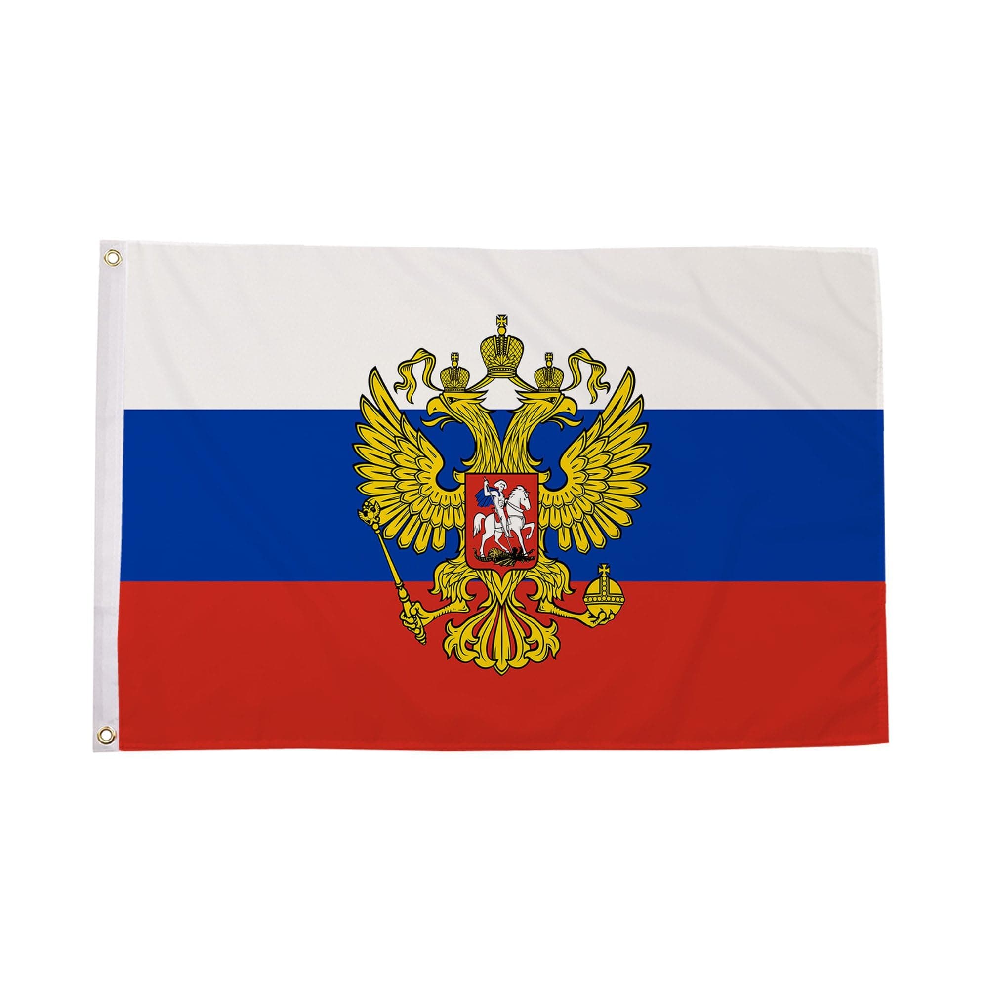 Russia Flag with Crest 5ft x 3ft (150cm x 90cm) - Russian State Flag with Eagle Coat of Arms, Weather Resistant National Crest Flag, European Banner