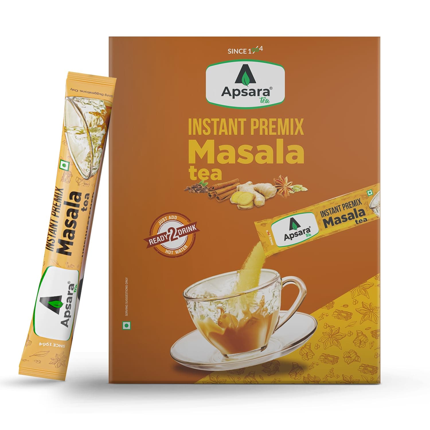 APSARA Instant Tea Premix Masala Chai 36 Sachets | Ready To Drink, Masala Tea Powder | Masala Chai Enriched With 100% Natural Ingredients - Ginger, Cardamom, Black Pepper, Clove, Cinnamon and Nutmeg
