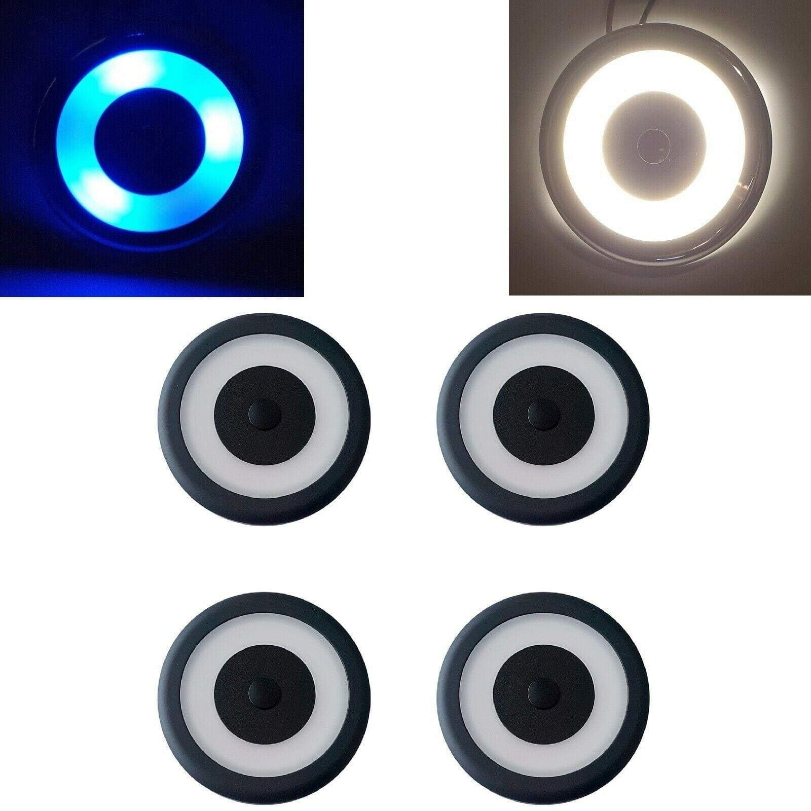 4 x RV LED Spot Lights 12V 24V Touch Control Dimmer Switch and Blue Night Light 70mm (2.75") Downlights Caravan Campervan Truck Boat