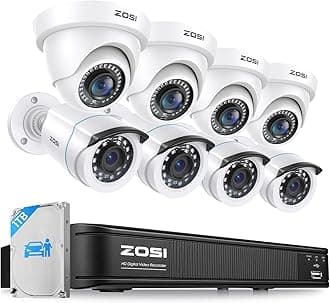 3K Lite Home Security Camera System with AI Human Vehicle Detection, H.265+ 8CH CCTV DVR and 8 x 1080p Wired Outdoor Indoor Bullet Dome Cameras, Remote Access, Alert Push (1TB Hard Drive)