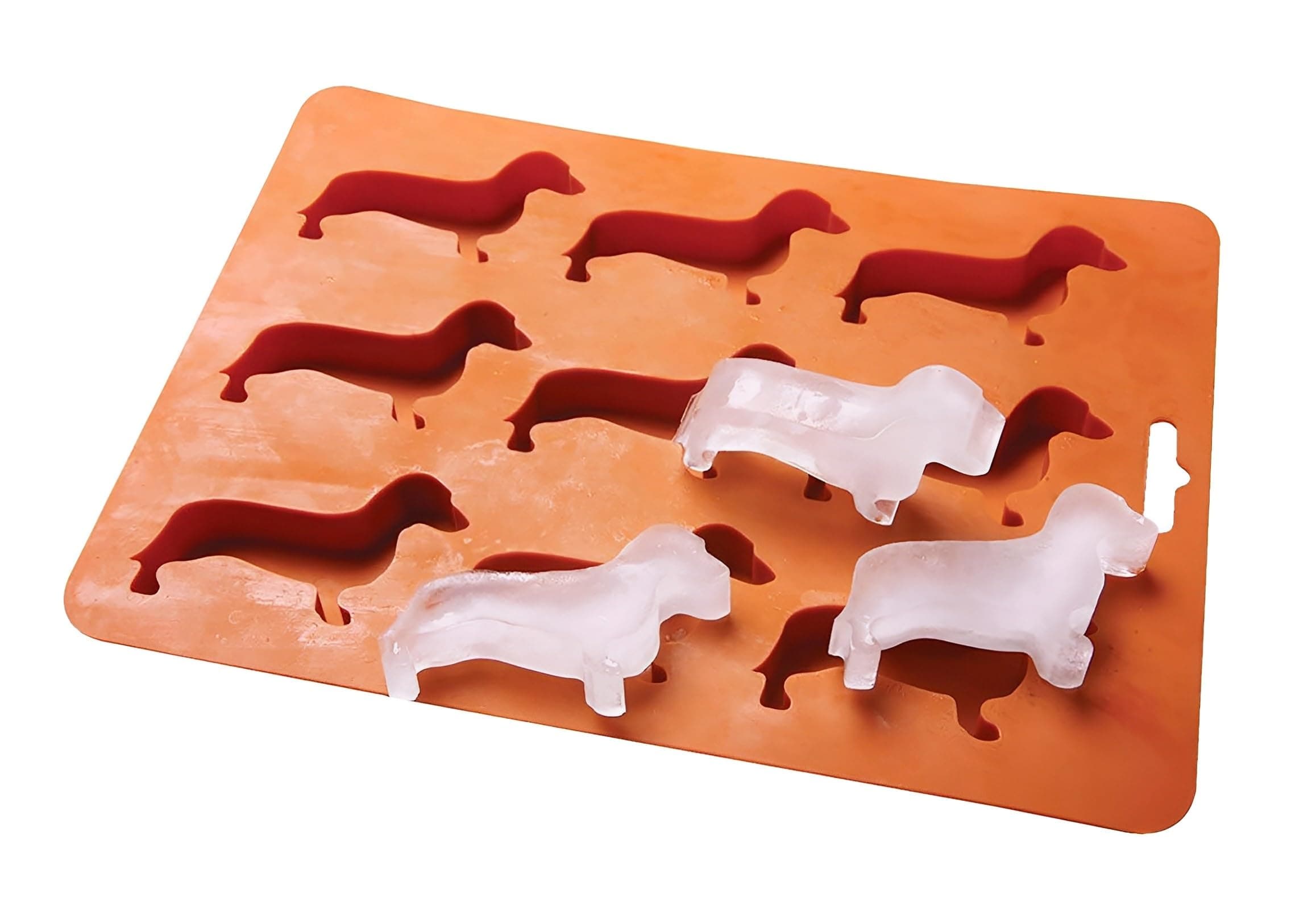 Dachshund Dog Shaped Silicone Ice Cube Molds and Tray Brown