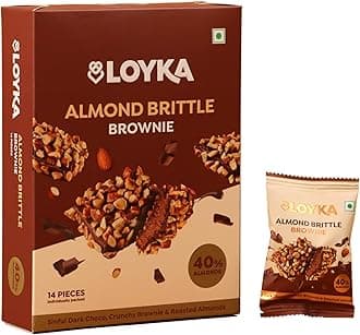 Almond Brittle Brownie Choco Box - 12 pcs | Premium Chocolate Gift Hamper | Choco & Nut Dryfruit Delicacy | Roasted California Almonds (45%), Dark Choco & Crunchy Brownie (204g, 12, count)