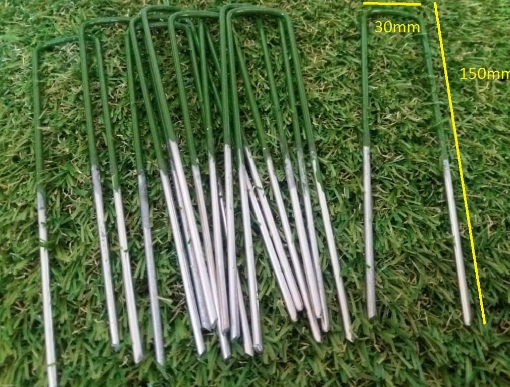 NGS Half Green Artificial Grass Turf U Pins Metal Galvanised Pegs Staples Weed x 80