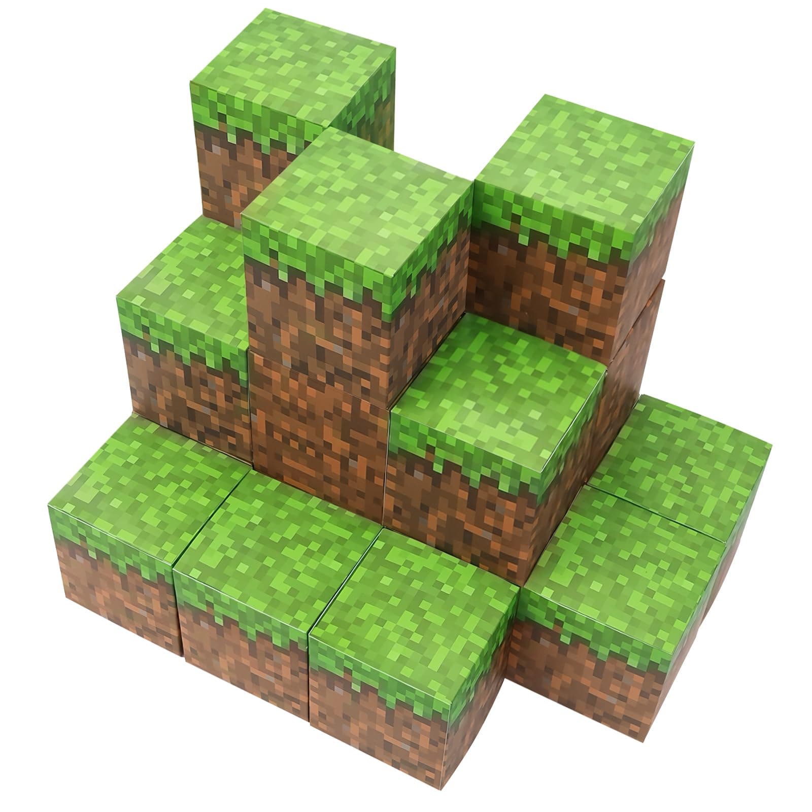 Ocnova 24 Pcs Treat Boxes for Video Game Birthday Decorations, Pixel Game Party Supplies, Small Gaming Pixelated Party Favor Box (3.5 x 3.5 Inch)