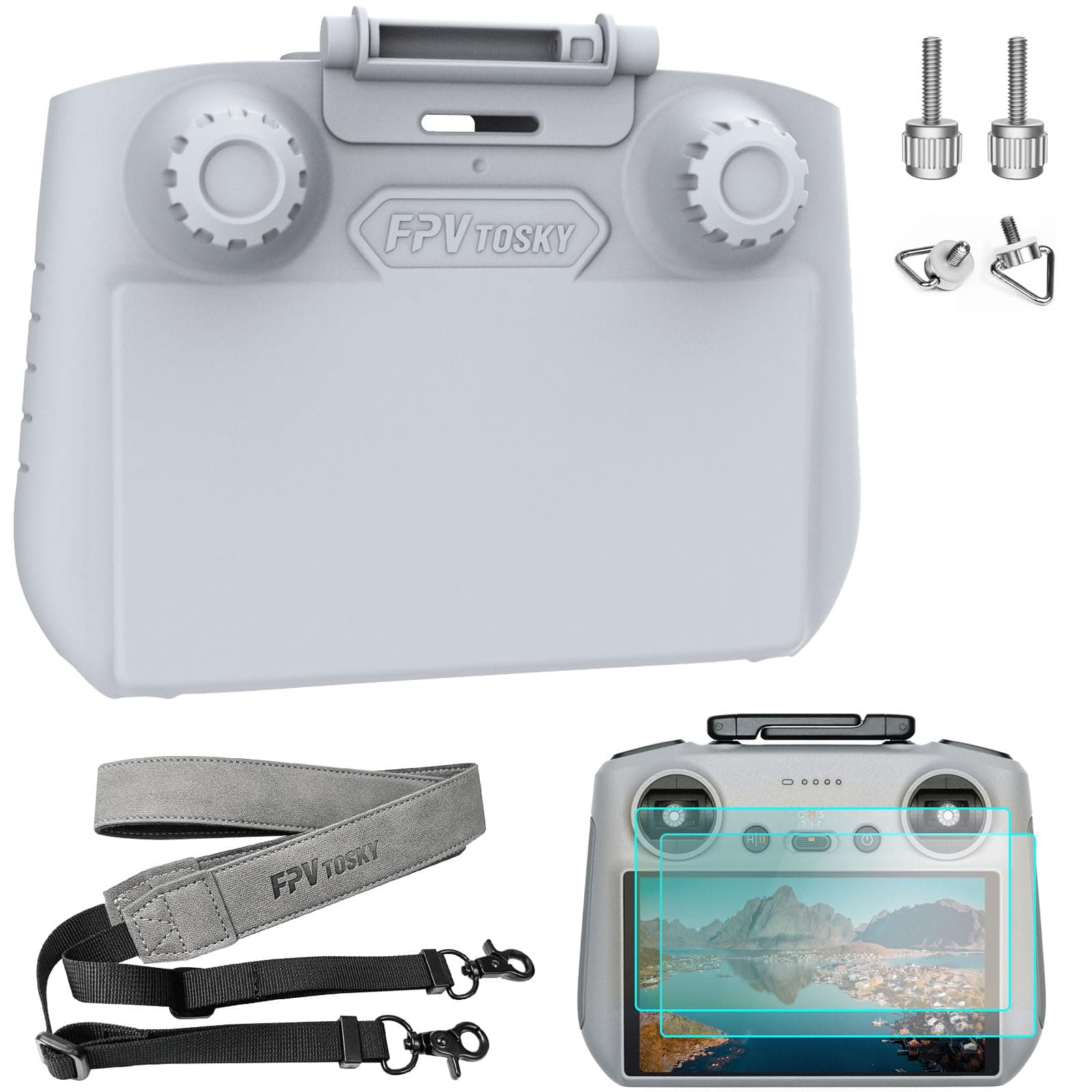 FPVtosky RC 2 Sun Hood for DJI Mini 4 Pro/Air 3S/Flip, RC-2 Remote Control Protective Cover for DJI RC2 Accessories, Sunshade + Lanyard + Sceen Protector