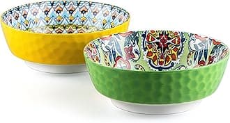 HENXFEN LEAD Large Salad Bowl Sets for Serving Pho, Ramen, Soup, Fruit, Snacks - 48 Oz Big Ceramic Bowls for Family, Kitchen Cooking, Dinner Party - Set of 2