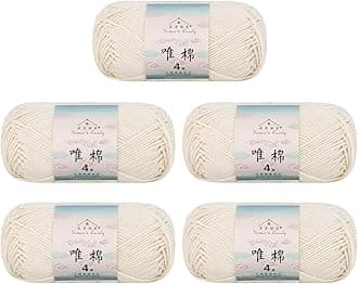 4 ply 60% Cotton 40% Acrylic Yarn - Soft & Durable - 5 x 50g (1.76oz) - 655 Yards for Knitting & Crocheting - Baby Blankets, Amigurumi, Sweaters & More