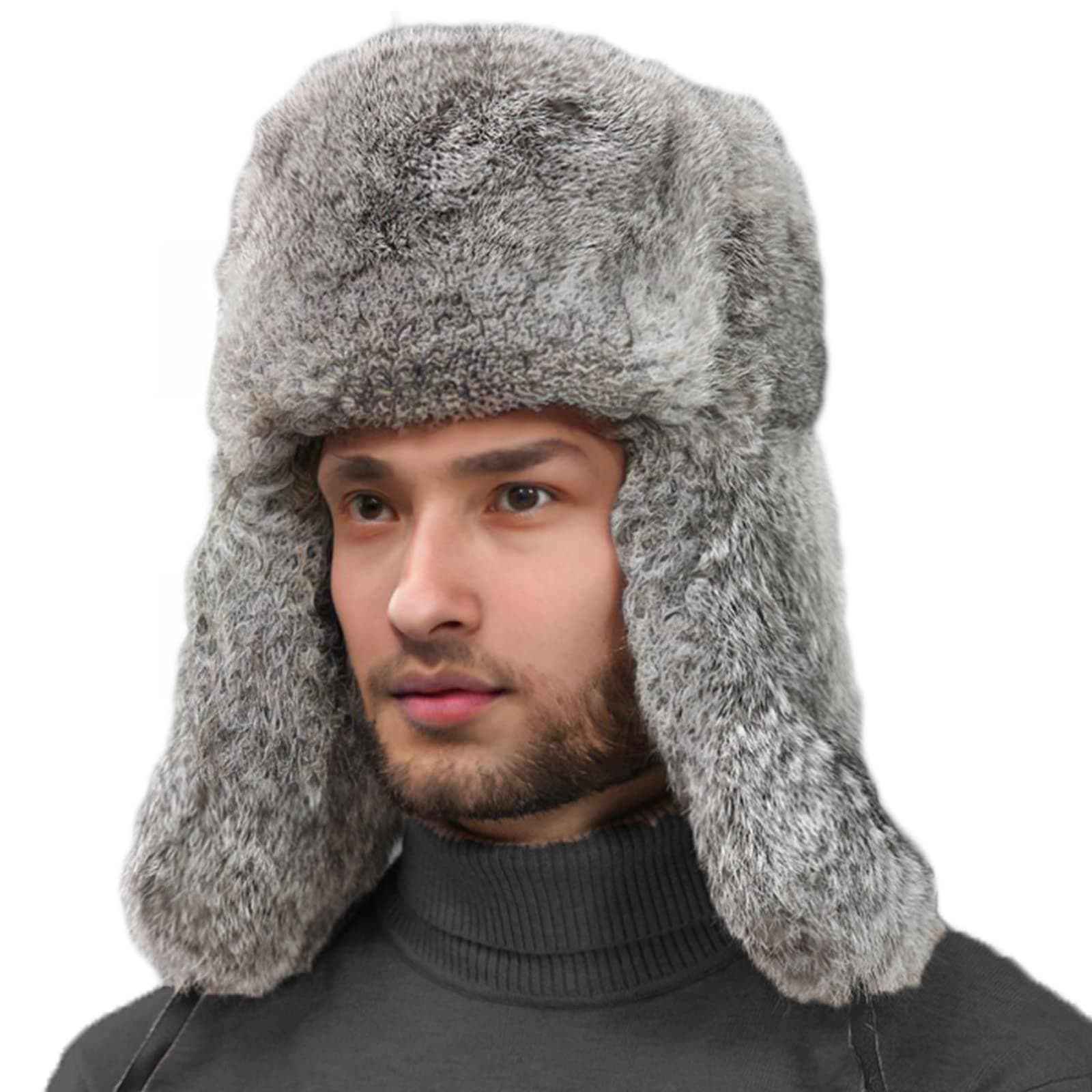 ValpeakMen's Hat Rabbit Fur Russian Ushanka Hats