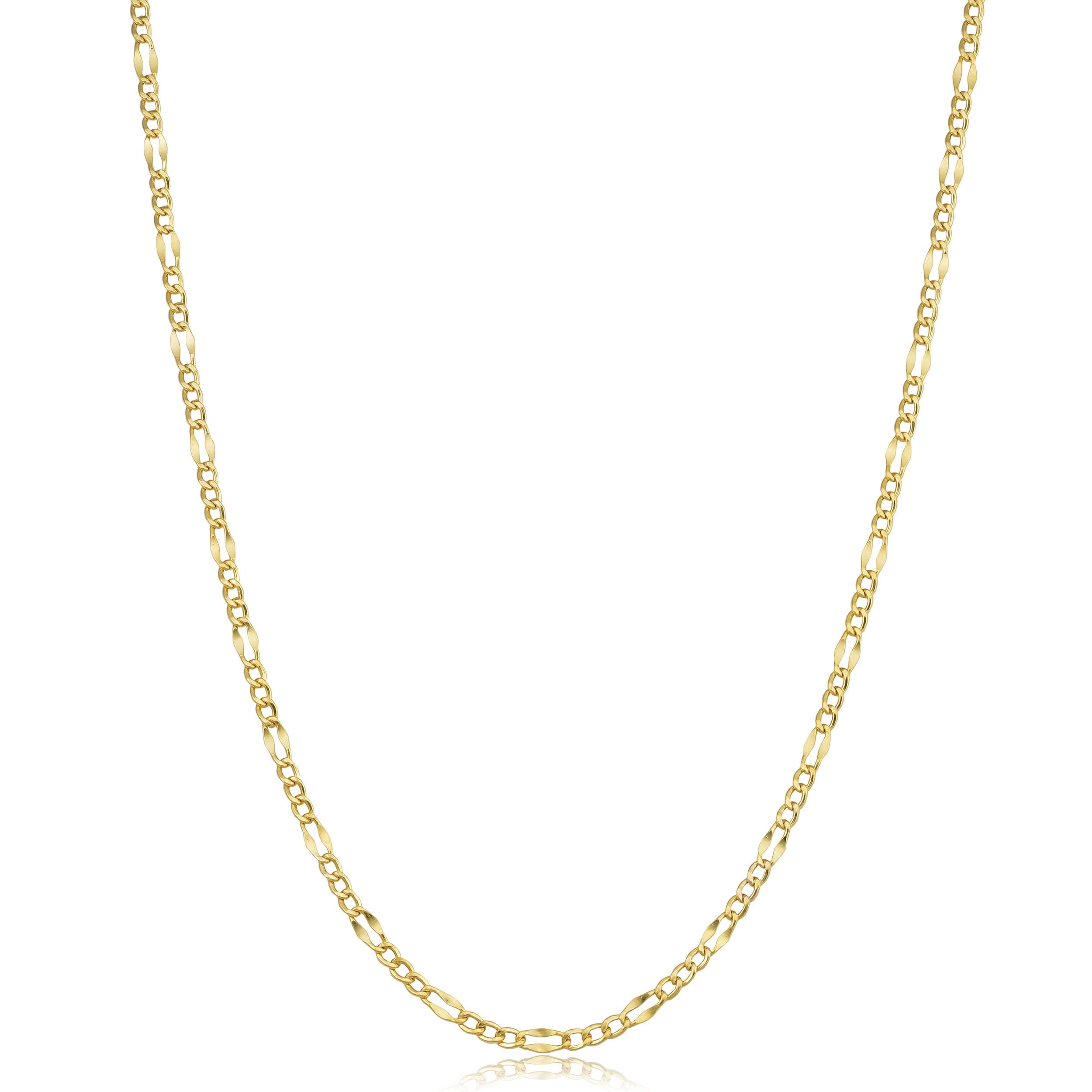 Kooljewelry Real 10k Yellow Gold 2.3 mm Figaro Link Chain Necklace (16, 18, 20, 22, 24 or 30 inch)