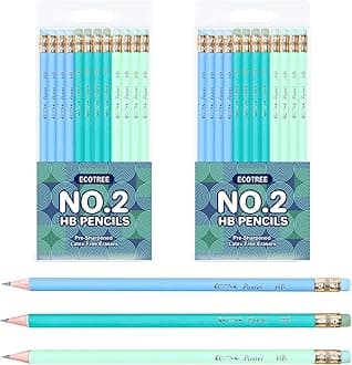 ECOTREE Pencils #2 Pre-Sharpened Pencils for Kids Number 2 Pencil with Erasers for School, Writing, 24 Count