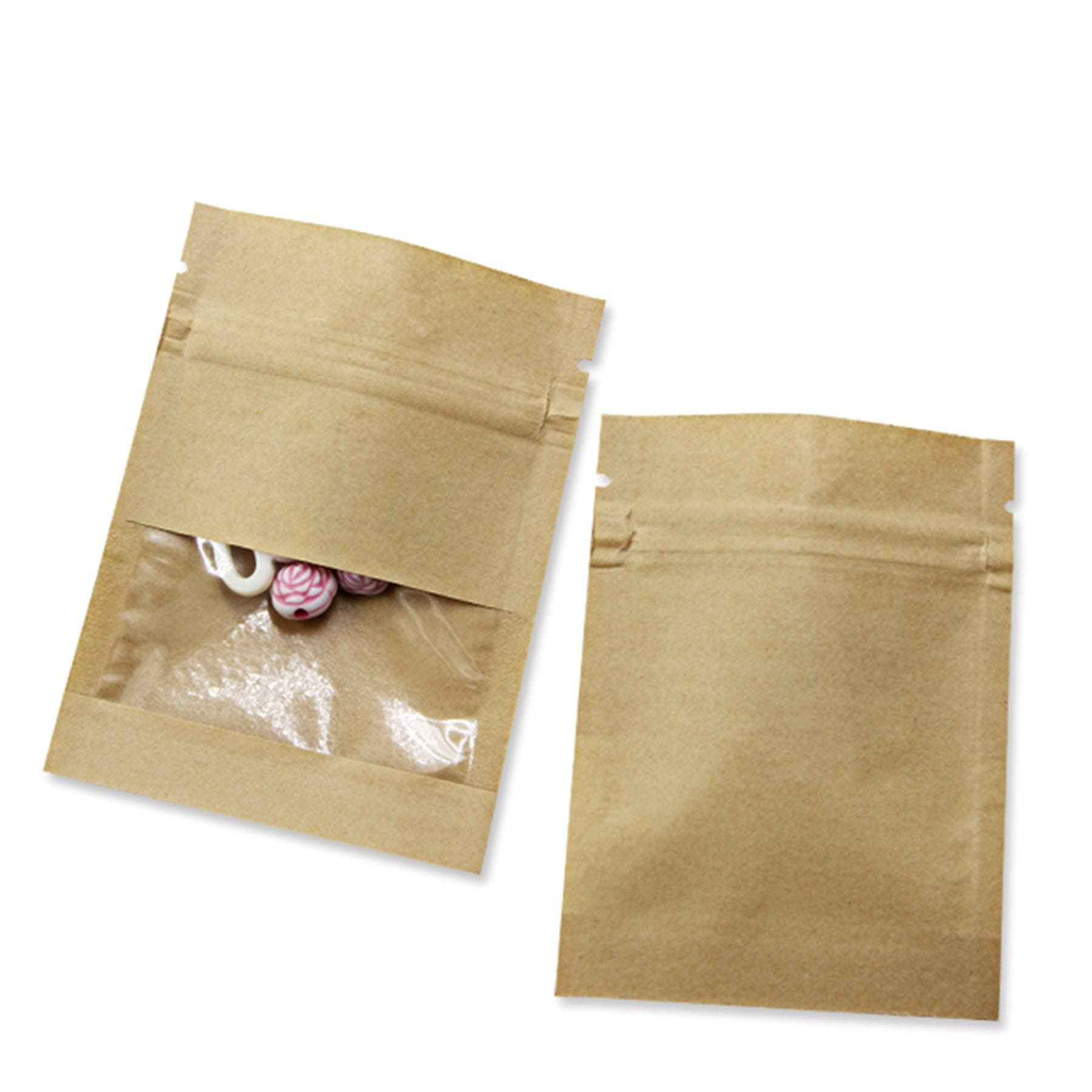 Window Kraft Paper Resealable Bag