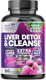 Gentle Liver Cleanse Detox & Repair Formula - Advanced Liver Support Supplement with Silymarin Milk Thistle, Dandelion Root, Artichoke Extract, Turmeric, Choline, & Beetroot - 240 Veggie Capsules