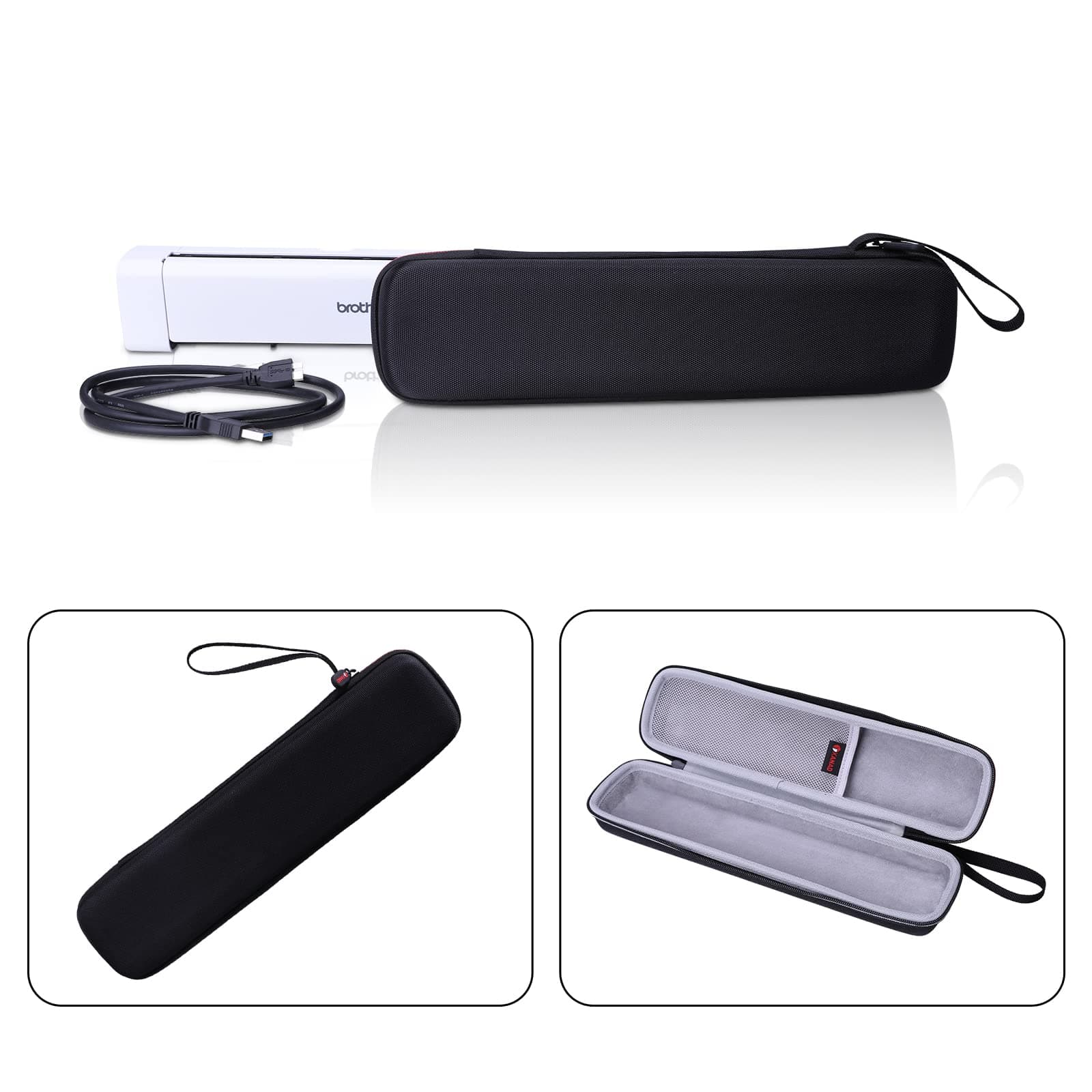 – XANAD Hard Case for Brother DS-640D / DS-740 / DS-940DW / DS-720D / Doxie Go SE Document Scanner (Grey Lining)