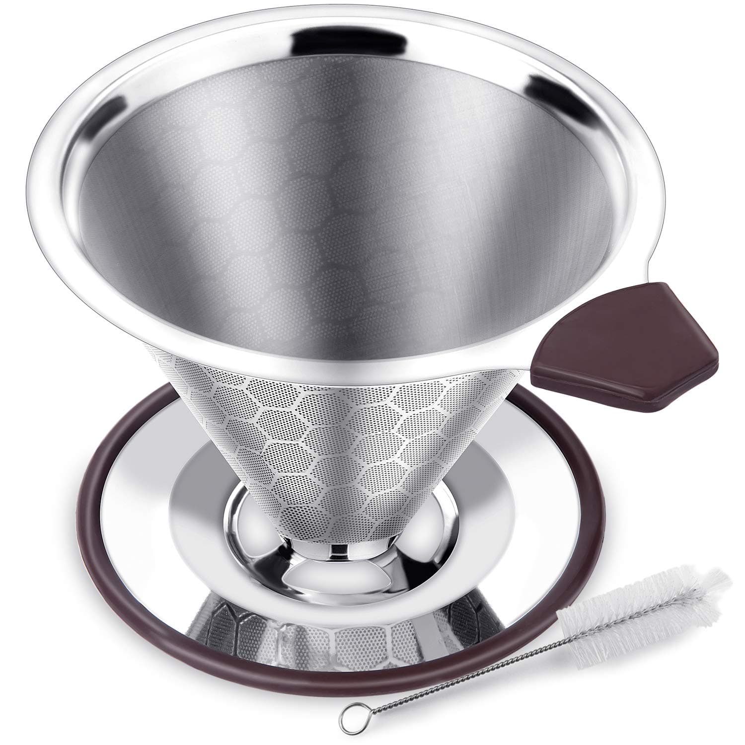 Pour Over Coffee Filter Stainless Steel Reusable Coffee Dripper Paperless Drip Cup Coffee Maker Stainless Steel Coffee Filter