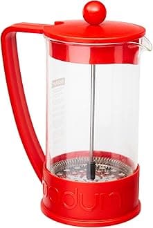 34oz Brazil French Press Coffee Maker, High-Heat Borosilicate Glass, Red - Made in Portugal