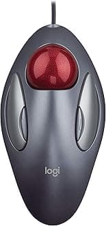Logitech Trackman Marble Trackball Mouse – Wired USB Ergonomic Mouse for Computers, with 4 Programmable Buttons, Dark Gray
