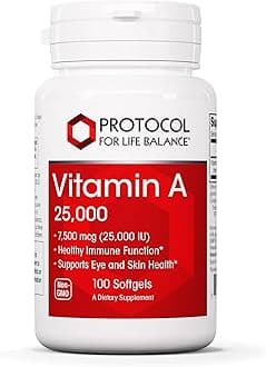 PROTOCOL FOR LIFE BALANCE Vitamin A 25,000 IU - Eye, Retina, and Immune Health - 100 Softgels